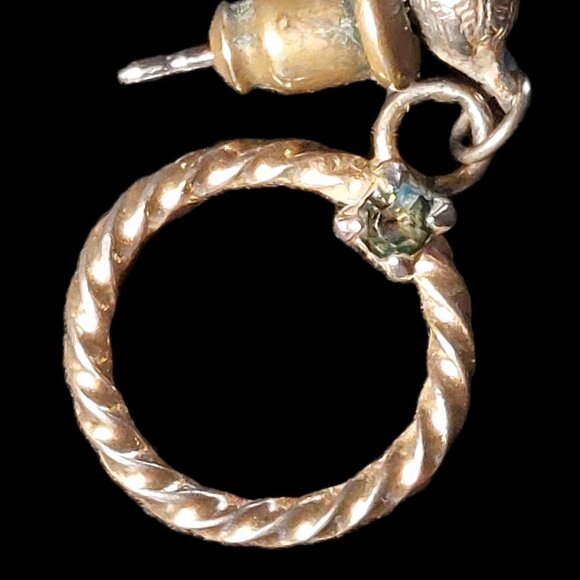 Emerald 14K Yellow and White (YW) Gold Oval Twist Hoop Earrings - Picture 2 of 7